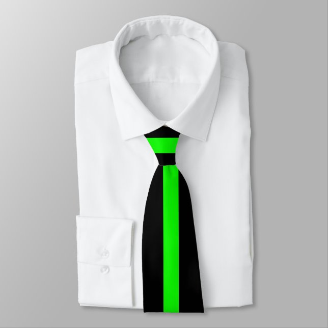 Simple Green on Black Striped Tie (Tied)