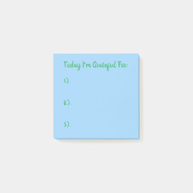 Simple Green On Blue Gratitude Post-it Notes (Front)