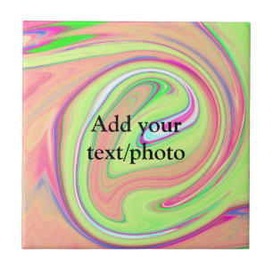 Simple green orange watercolor add your text name ceramic tile
