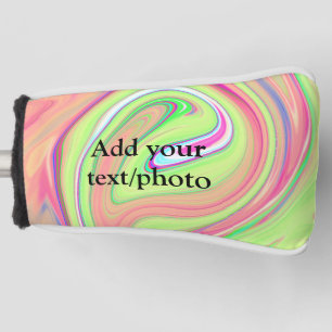 Simple green orange watercolor add your text name  golf head cover
