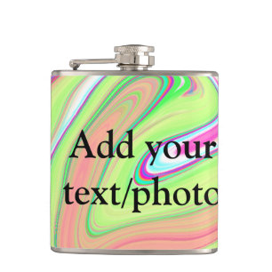 Simple green orange watercolor add your text name hip flask