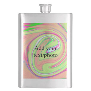 Simple green orange watercolor add your text name hip flask