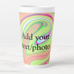 Simple green orange watercolor add your text name latte mug