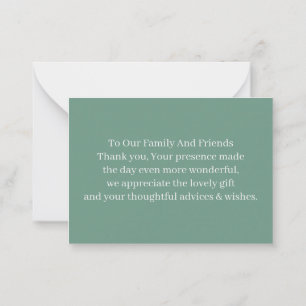 Simple Green Personalised Wedding Thank You Card