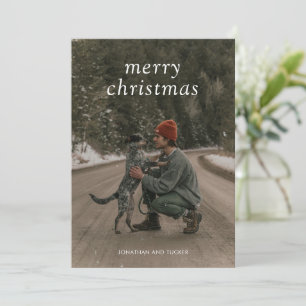 Simple Green Photo Modern Christmas Holiday Card