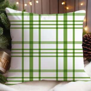 Simple Green Plaid Christmas Cushion