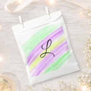 Simple green purple watercolor add your monogram n favour bag