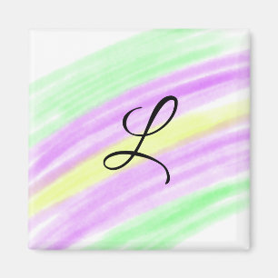 Simple green purple watercolor add your monogram n magnet