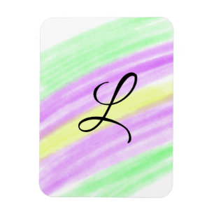 Simple green purple watercolor add your monogram n magnet