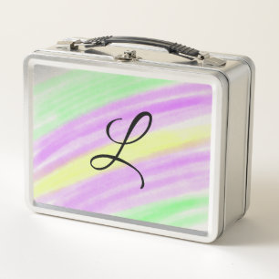 Simple green purple watercolor add your monogram n metal lunch box