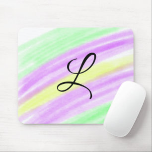 Simple green purple watercolor add your monogram n mouse pad