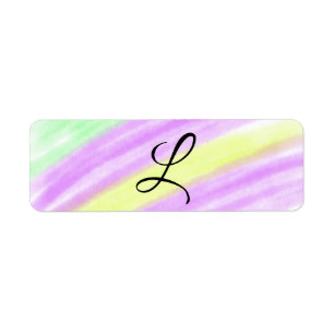 Simple green purple watercolor add your monogram n return address label