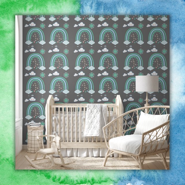 Simple Green Rainbow Boho on Charcoal | Wallpaper (Creator Uploaded)