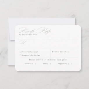 Simple Green Sage White Meal Choice RSVP Card