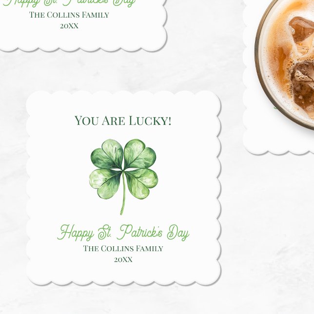 Simple Green Shamrock Luck Happy St. Patrick's Day Paper Coaster (Simple Green Shamrock Luck Happy St. Patrick's Day Paper Coaster)