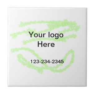 Simple green sparkle glitter add your logo number  ceramic tile
