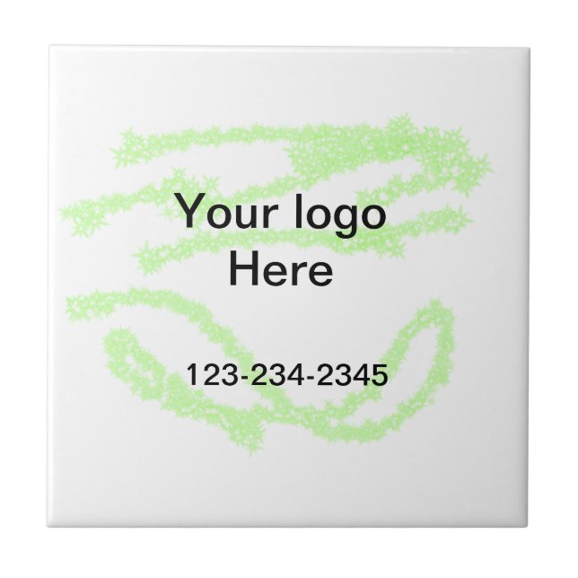 Simple green sparkle glitter add your logo number  ceramic tile (Front)