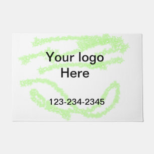 Simple green sparkle glitter add your logo number  doormat