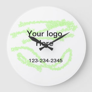 Simple green sparkle glitter add your logo number large clock