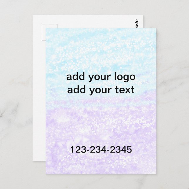 Simple green sparkle glitter add your logo number  postcard (Front/Back)