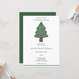 Simple Green Stamp Christmas Tree Minimal Holiday Invitation