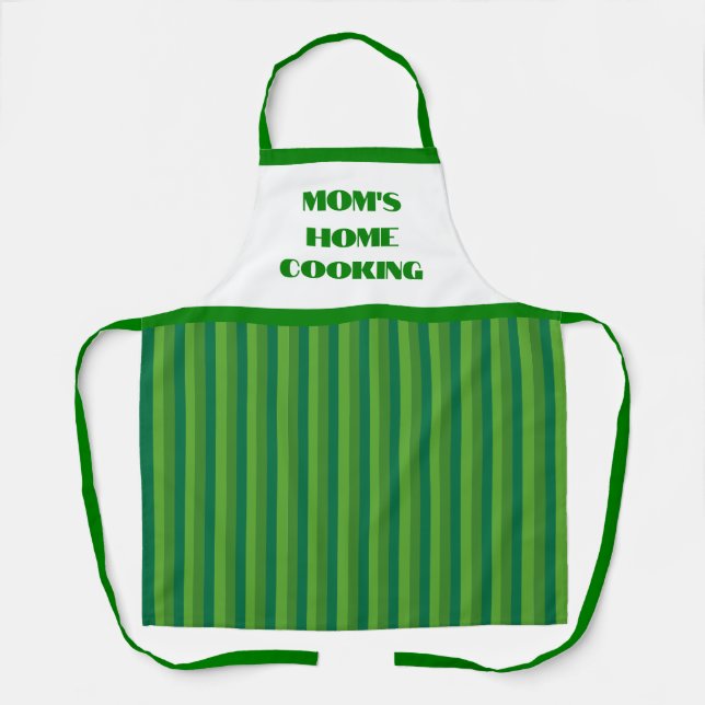 Simple Green Stripe Mum's Home Cooking Apron (Front)