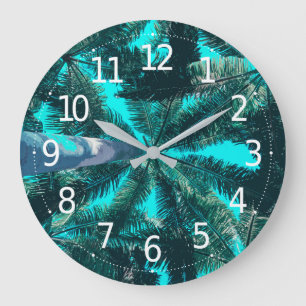 Simple Green Summer Tropical Trees   Wall Clock