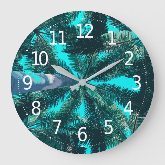 Simple Green Summer Tropical Trees | Wall Clock (Front)