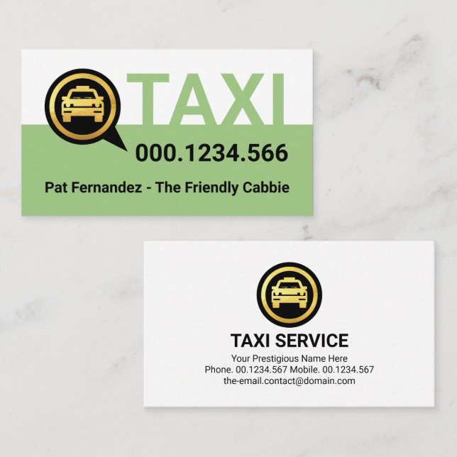 Simple Green Taxi Service Layer Business Card (Front/Back)