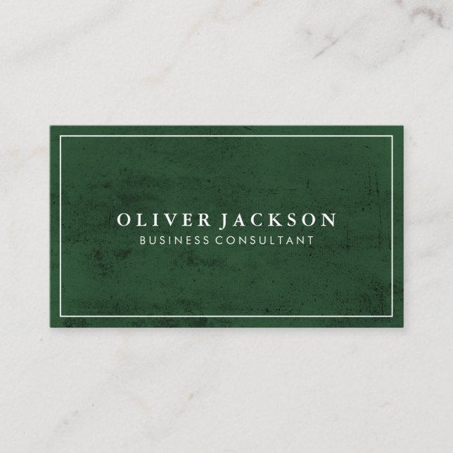 Simple Green Texture White Border Minimalist Business Card (Front)