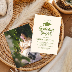 simple Green Trendy Brunch graduation Party Invitation