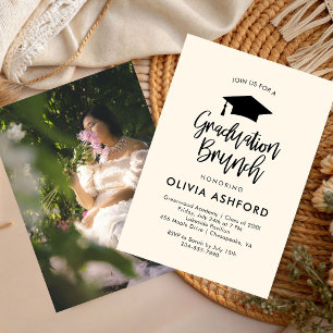 simple Green Trendy Brunch graduation Party  Invitation
