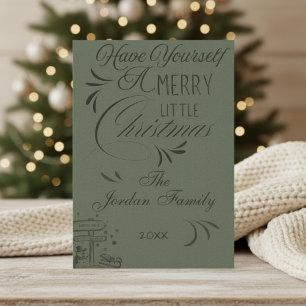 Simple Green Vintage Christmas Card
