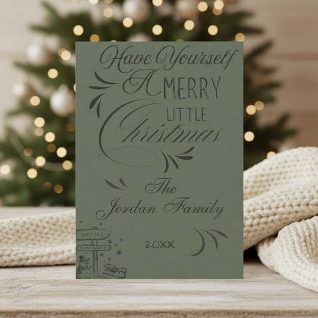 Simple Green Vintage Christmas Card (Creator Uploaded)