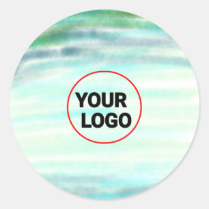 Simple green watercolor abstract add logo text min classic round sticker
