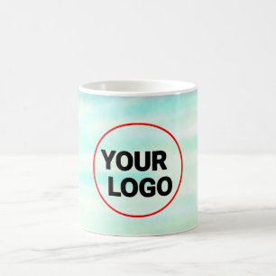 Simple green watercolor abstract add logo text min coffee mug
