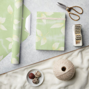 SIMPLE GREEN WATERCOLOR LEAVES  ART DESIGN  WRAPPING PAPER
