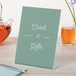 Simple Green Wedding Cards And Gifts Pedestal Sign