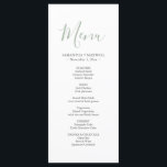 Simple Green Wedding Menus Card<br><div class="desc">Add a refined touch to your wedding decor for reception with these simple wedding menus, designed in a modern minimalist style. Featuring the word "Menu" in elegant calligraphy script and printed in soft sage green, these dinner cards can be personalised with your names and meal selections for a custom finish....</div>