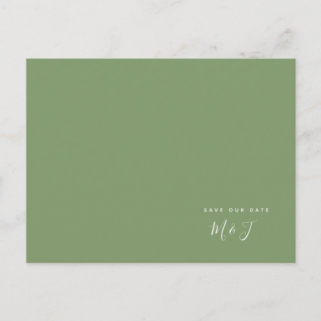  Simple Green Wedding Save the Date Announcement Postcard (Front)