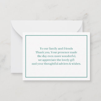 Simple Green Wedding Thank You Card