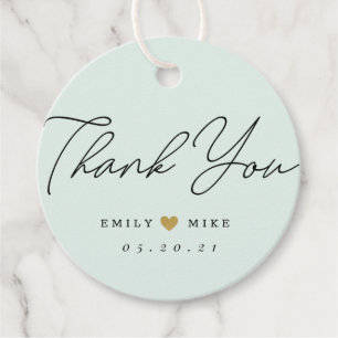 Simple Green Wedding Thank You Favour Tags