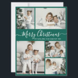 Simple Green White 5 Photo Collage Christmas Holiday Card<br><div class="desc">Simple, Elegant Calligraphy Green and White 5 Photo Collage Merry Christmas Script Holiday Card. This festive, minimalist, whimsical five (5) photo holiday greeting card template features a pretty grid photo collage and says „Merry Christmas”! The „Merry Christmas” greeting text is written in a beautiful hand lettered swirly swash-tail font type...</div>