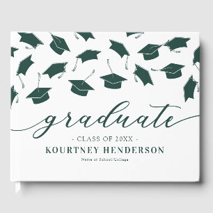 Simple Green White Graduation Guest Book
