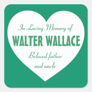 Simple green white heart custom sympathy stickers