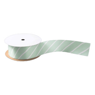 Simple Green White Pastel Stripes Satin Ribbon