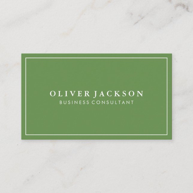 Simple Green with White Border Minimalist Business Card (Front)