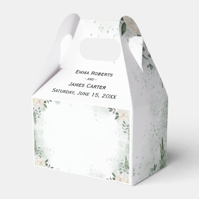 Simple Greenery Boho Wedding Favour Boxes (Front Side)