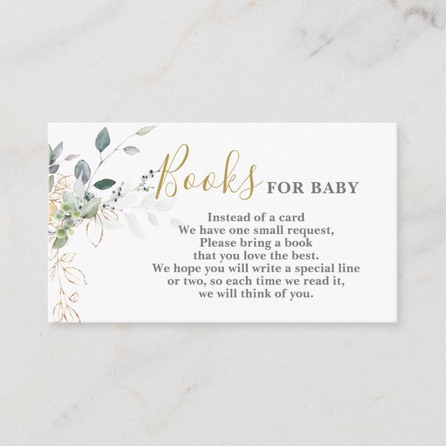 Simple greenery Books for Baby Card (Front)