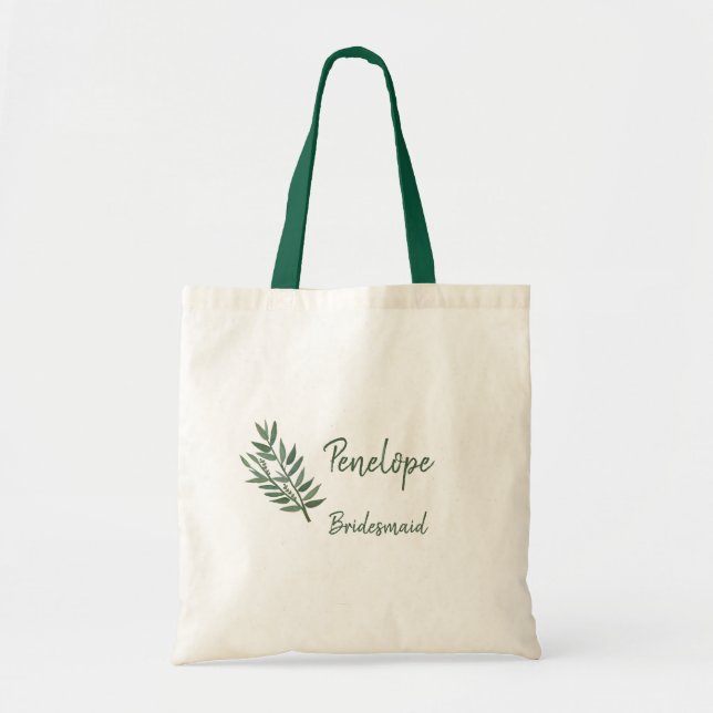 Simple Greenery Botanical Bridesmaid favour  Tote Bag (Front)